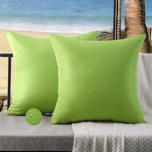 ViaElayu Outdoor Kissenbezug 45x45 Grün Wetterfest Kissen Kissenhülle Sommer Frühling Wasserdicht Kissenbezüge Kissenhüllen Polster Garten Balkon Terrassen Lounge Außenbereich Couch Deko 2er Set