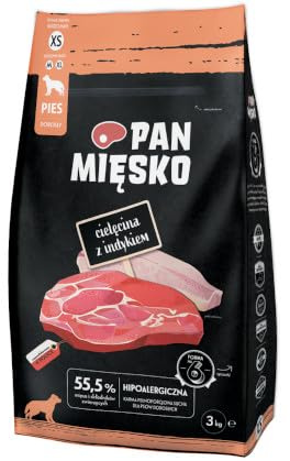 Pan Mięsko Kalb Truthahn knusprig XS 3kg Trockenfutter für Erwachsene Hunde