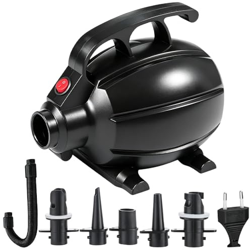 Foreverup 600W Elektrische Luftpumpe, Elektrische Pumpe mit 5 Düsen, Airtrack Pumpe Luftmatratze für Matratze Sofa Pool Planschbecken Schlauchboot,Schwimmringe,Boote