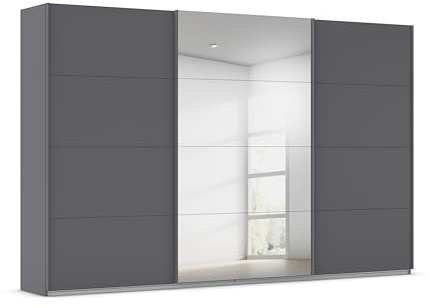 Rauch Möbel KULMBACH, Schwebetürenschrank, Grau metallic, Breite 360 cm | Kleiderschrank mit Schwebetüren, Schiebetüren, 3-türig, mit Spiegel, Zubehör Classic, Schlafzimmer, Jugendzimmer, Garderobe