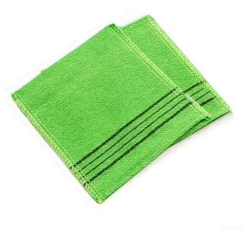 2er Set Peeling Waschlappen Doppelseitig 14x15cm Hautreinigung(2 Green)