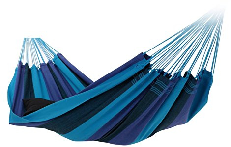 Doppel-Hängematte aus Brasiien Stoff Baumwolle blau extra breit