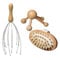 Wellness Kit de massage en bois 3 pièces | Appareil de massage de la tête | Appareil de massage du dos | Appareil de massage universel pour le corps 4 têtes – Massage de tête Wellness araignée pour la