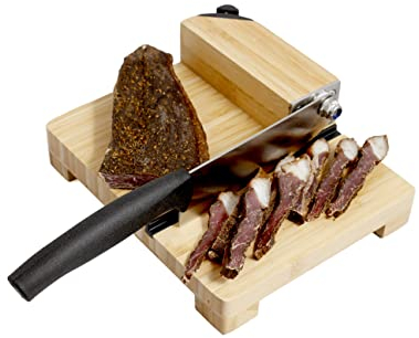 Tekut Biltong Slicer with Carbide Knife Sharpener, Bamboo