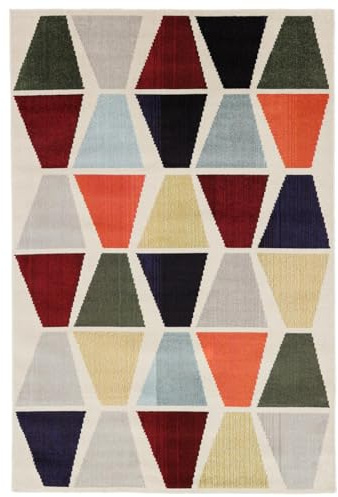 RugVista Triangel 2 Teppich, 160 x 230 cm, Beige/Multi | Moderne, Unsere Designer, Rechteckig, Niedriger Stapel, Nur chemische Reinigung, Oeko-Tex 100