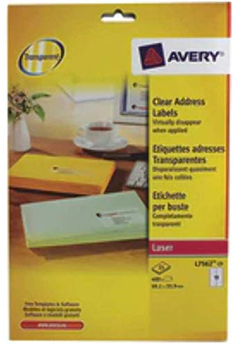 Avery L7562-25 - Clear Laser Labels 99x34mm L7562-25 (400 Labels)