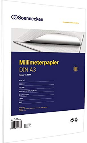 Soennecken Millimeterblock 1233 DIN A3 Bücherpapier 50Blatt rot