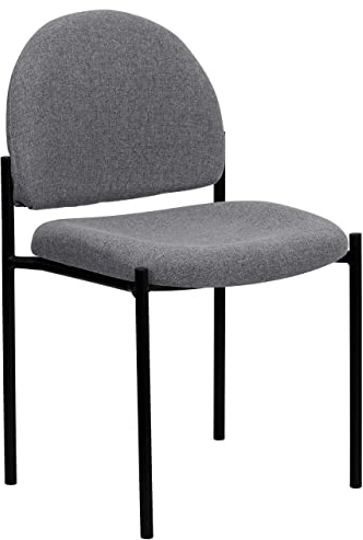 Flash Furniture Comfort Stapelbarer Stahl-Beistellstuhl, Legierung, Grauer Stoff, 1 Stück
