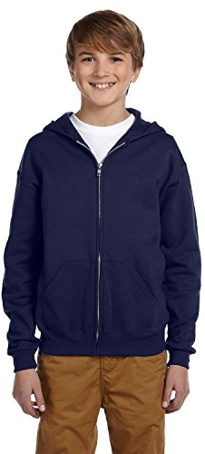 Jerzees - Capuche zippée NuBlend 50/50 pour enfant de 227 g >> S, bleu marine véritable, bleu marine, S