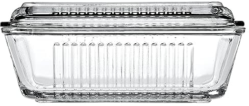 Pasabahce 97711 Butterdose, Frischhaltedose Gusto, 17 x 10,2 cm, 2-teilig aus Glas