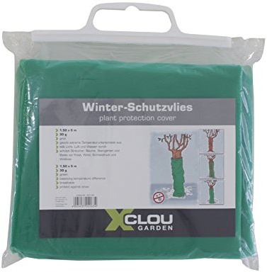 Xclou Wintervlies zum Schutz der Pflanzen, Winterschutz von ca. 1,5 x 5 m, Abdeckvlies, Frostschutzvlies, Pflanzenschutz mit ca. 30g /m², grün