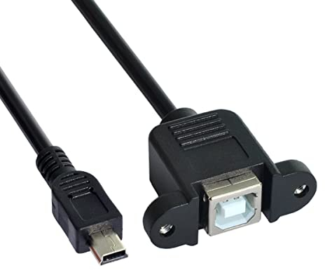 Câble de Montage sur Panneau Femelle USB B 50 cm avec vis à Micro USB 5 Broches mâle