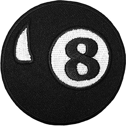 Papapatch 8 Eight Ball Billiards Pool Circle DIY Jacket T-shirt Sew on Iron on Embroidered Applique Badge Patch (IRON-8BALL-03)