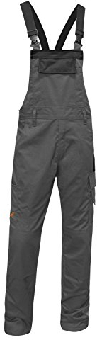 strongAnt Latzhose Herren Stretch Arbeitshose Arbeitslatzhose mit Kniepolstertaschen - Größe: 50, Farbe: Grau-Schwarz