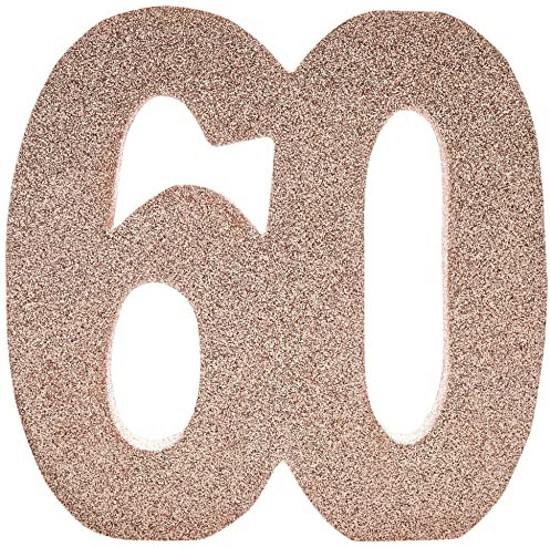 Anniversary House- Number 60 Tavolo Glitterata | Centrotavola Decorazione per Compleanno | Ricordo per Feste, Oro Rosa, 20 cm, H126