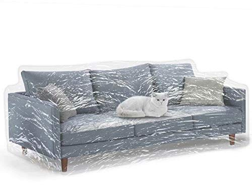 KEBE Housse de canapé transparente et épaisse pour animaux de compagnie, protection en plastique imperméable et résistante aux rayures, antidérapante, pour le rangement et le déplacement