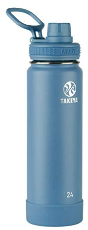 TAKEYA Actives 24 oz Vacuum Insulated Stainless Steel Water Bottle with Spout Lid, Premium Quality, Bluestone
