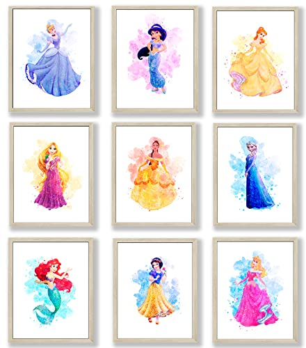 HerZii Prints Lot de 22,3 à 20,3 x 25,4 cm – Décoration murale de princesse pour chambre de fille – Décoration murale de princesse pour chambre de fille