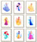 HerZii Prints Prinzessinnen-Wandkunst-Dekoration, Aquarelldrucke, Set von 20,3 x 25,4 cm, Prinzessinnen-Schlafzimmerdekoration, Prinzessinnen-Wanddekoration für Mädchen-Schlafzimmer