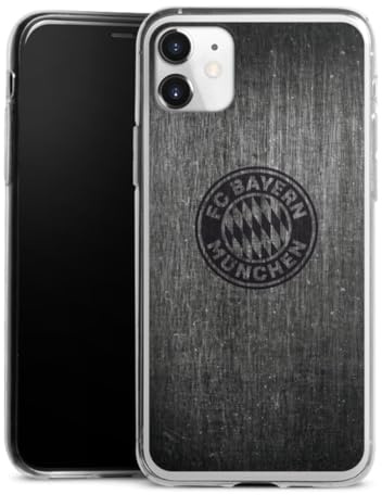 Slim Case kompatibel mit Apple iPhone 11 Silikon Handyhülle transparent Hülle extra dünn Metallic Look FCB FC Bayern München