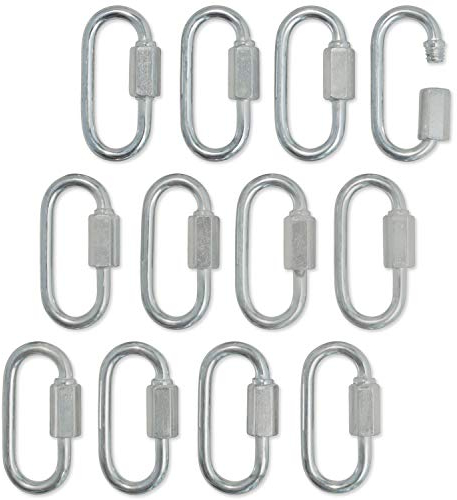 Meister Quick Link Schraubkarabiner – verzinkter Stahl mit Sechskantgewinde – M4 (4,3 cm) x 12 Stück