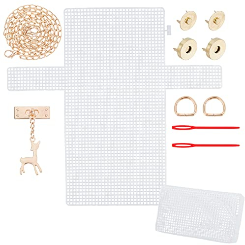 CHGCRAFT Malla De Plástico Lienzo de Bordado Bolsos Hechos a Mano Kits Hojas de Rejilla de Malla de Bricolaje para Bordados y Proyectos de Punto y Ganchillo, Producto Terminado 19x6x14cm