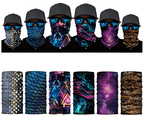 TAIYUNWEI Outdoor Multifunktionstuch Sport Magic Nahtlose Schal Magic Kopftuch Elastische Stirnband Bandana UV Widerstand Sport Kopfbedeckung für Reiten Motorradfahren Wandern Angeln Yoga(6 Stück)
