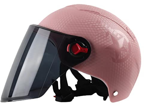 Casque Ouvert Hommes Rétro Street Scooter Bike Moped Vintage Casque Moto Demi-Coquille Femmes Casque Moto Jet Casque Adultes Casque Mobylette Bols Homologation ECE,Rose