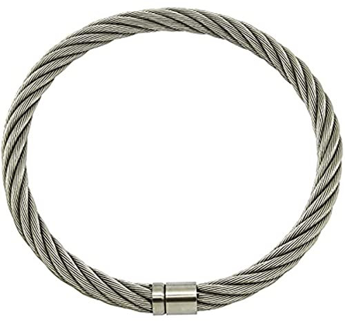 ACECHANNEL Edelstahl Halsbänder Drahtseil Abschließbare Drehmomente Halsband Halsband Halskette Anhänger O-Ringe Halsbänder (Innendurchmesser 140mm)