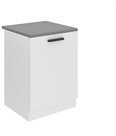 Belini Unterschrank Küche, Spülenunterschrank 60 cm Breite. SDZ Küchenunterschrank mit Arbeitsplatte. Spülenschrank mit 1 Tür, Weiß matt