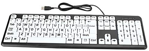 ASHATA Clavier à Gros Caractères pour Personnes âgées ou Malvoyantes, Clavier Filaire USB à Contraste élevé pour étudiants Seniors Débutants en Informatique, Clavier Filaire Portable Pleine Taille