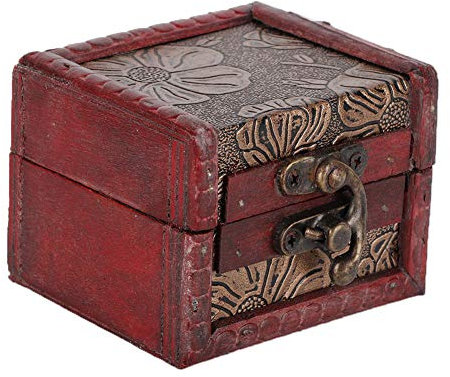 Mini Coffre au Trésor en Bois Décoratif Vintage Style Chinois Coffre au Trésor Oriental Bijoux de Pirate Rétro Jouet Boîte en Bois pour Livres Cartes Collection Cadeaux(Lotus)