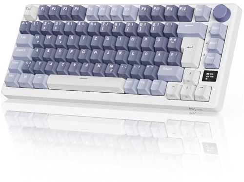 RK ROYAL KLUDGE M75 Mechanical Keyboard, 2.4GHz Wireless/Bluetooth/USB-C Wired Gaming Keyboard 75% Layout 81 Keys with OLED Smart Display & Knob, RGB Backlight Hot-Swappable Brown Switch, US layout