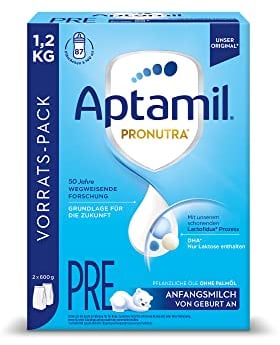 Aptamil Pronutra Anfangsnahrung Pre, von Geburt an, ohne Palmöl, mit schonendem Lactofidus Prozess, Vorratspack 1,2kg