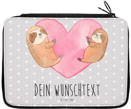 Mr. & Mrs. Panda Personalisierte Federmappe Faultiere Herz - Personalisierte Geschenke, Bestückte Federmappe, Büro Stifte Etui, Hochzeitstag,