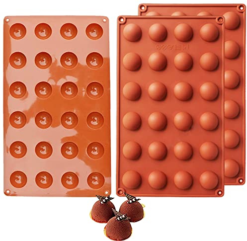 3 pièces de moules en silicone, Moule Forme Demi-Sphères 24 Cavités, Moule Silicone Chocolat pour boule de chocolat, gâteau, gelée, pudding, savon fait maison (Diamètre 2.9 cm)