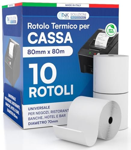 POS 80 x 80 Rollen von hoher Qualität für Registrierkassen, zugelassenes Thermopapier, 10 Stück - kompatibel mit Nexi, Axerve und Ingenico (10)