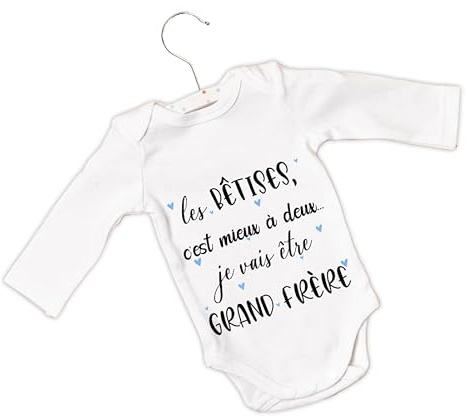 Body bébé ou tee-shirt personnalisable - Les bêtises, c'est mieux à deux... Je vais être grand frère - Cadeau original (Grand frère)