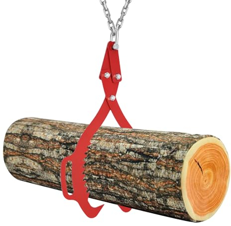 Verladezange für Holz, Hebezange für Baumstämme, Forstzange Holzgreifer Hebezange Schleppzange Holz Zange für Baumstämme Stammdurchmesser bis 760 mm, 1000kg Tragfähigkeit, für Holzfäller (Rot)