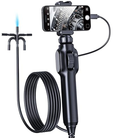Endoscope Inspection Camera, Aopick Two-Way 360° Articulating Borescope, 1080P Endoscope Camera with 8 LED Lights, 7.9mm IP67 Waterproof Probe, Compatible with Android/iOS Phone (1M/3.28FT)
