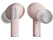 Sudio A1Pro Pink - Auriculares in-Ear con Bluetooth, Control táctil con Base de Carga inalámbrica compacta, protección IPX4, cancelación de Ruido Activa, con micrófono Integrado, Sonido de Cristal
