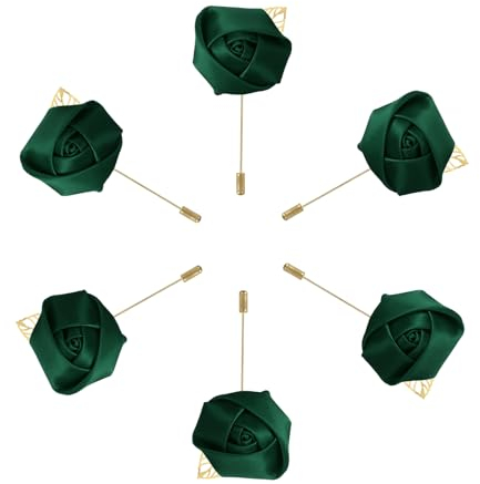sourcing map 6 Stück Groom Ansteckblumen Rosen Anstecknadeln für Herren Hochzeit Zeremonie Jubiläum Formelles Abendessen Party Schwarz Grün
