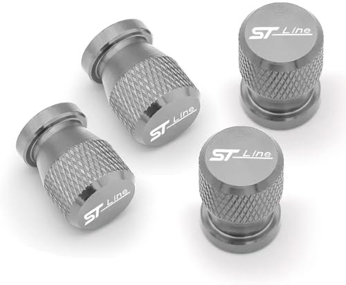 OBONG 4 Stück Metall Auto Reifen Ventilkappen Luftventilkappen Kompatibel mit für Ford ST Line Focus X 2 3 Mondeo Fiesta Kuga MK2 MK3 MK4 Reifen Ventil Schmücken Zubehör,F