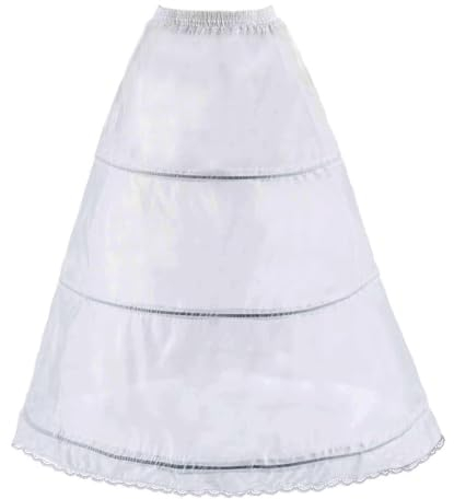 Damen 3 Reifrock Brautkleid Lang A-Linie Petticoat, 3 Ringe Unterrock, Hochzeitskleider Underskirt, Rockabilly Barock Kleid Unterröcke Krinoline Länge 95cm fur Hochzeit Karneval Halloween(Weiß,36)