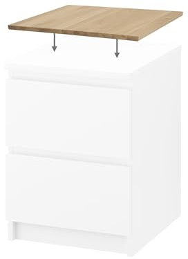 HORST Deckplatte für Malm Kommode - Elegante Massivholzplatte für I K E A Schrank - Perfekte Passform - FSC-Zertifiziert - Eiche, 40 x 48 cm