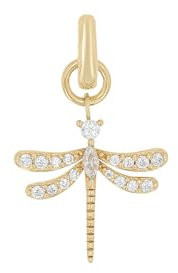 Amor Charm 925 Sterling Silber Damen Charms, mit Zirkonia synth., 2,3 cm, Weiß, Libelle, Kommt in Schmuck Geschenk Box, 2038524