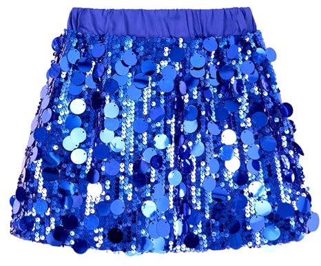 Miipat Falda de Lentejuelas con Cintura Elástica para Niñas - Moda para Bailar en Fiestas de Cumpleaños de Princesa - 110 3-4 Años