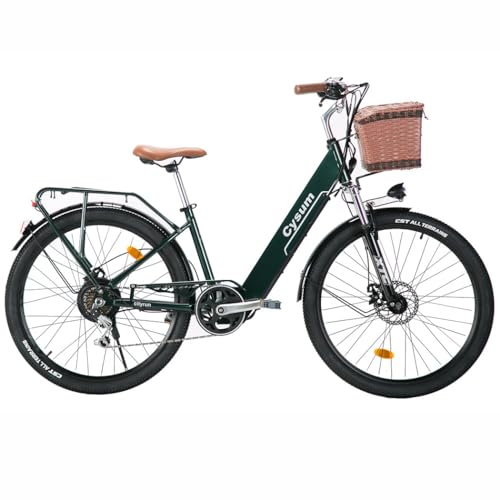 Cysum bicicleta eléctrica para mujer, 26 pulgadas, pedaleo asistido, E-Bike, motor 250 W, 25 km/h, batería de litio 36 V, 360 Wh, autonomía 80 km