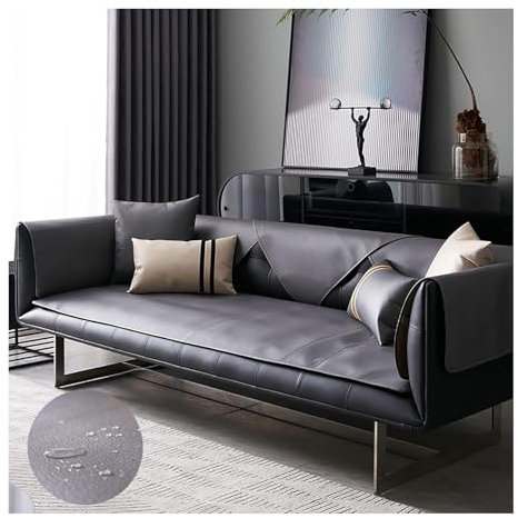 HonunGron Leder Sofabezug 1 2 3 4 Sitzer, rutschfest Sofa Überwurf, Universelle Wasserdicht L Form Sofa Abdeckung, Sofaüberwurf Sofaschoner für Hunde, Katzen, Haustiere (Dunkelgrau,80x160cm)