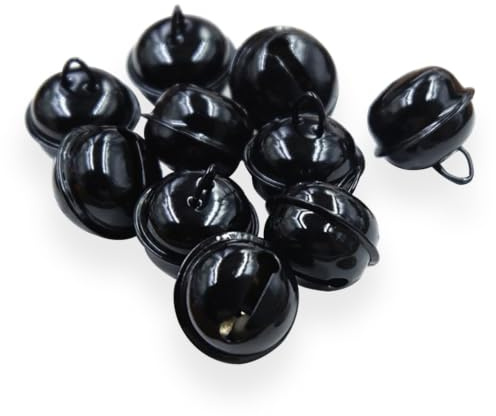 Qiantull 50 Stück Glöckchen zum Basteln 22mm Glocke Deko Schwarz